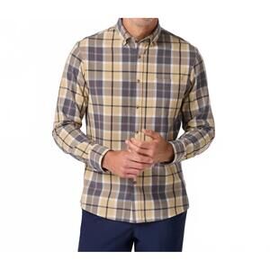 NEW MIZZEN + MAIN city flannel shirt in khaki timothy plaid